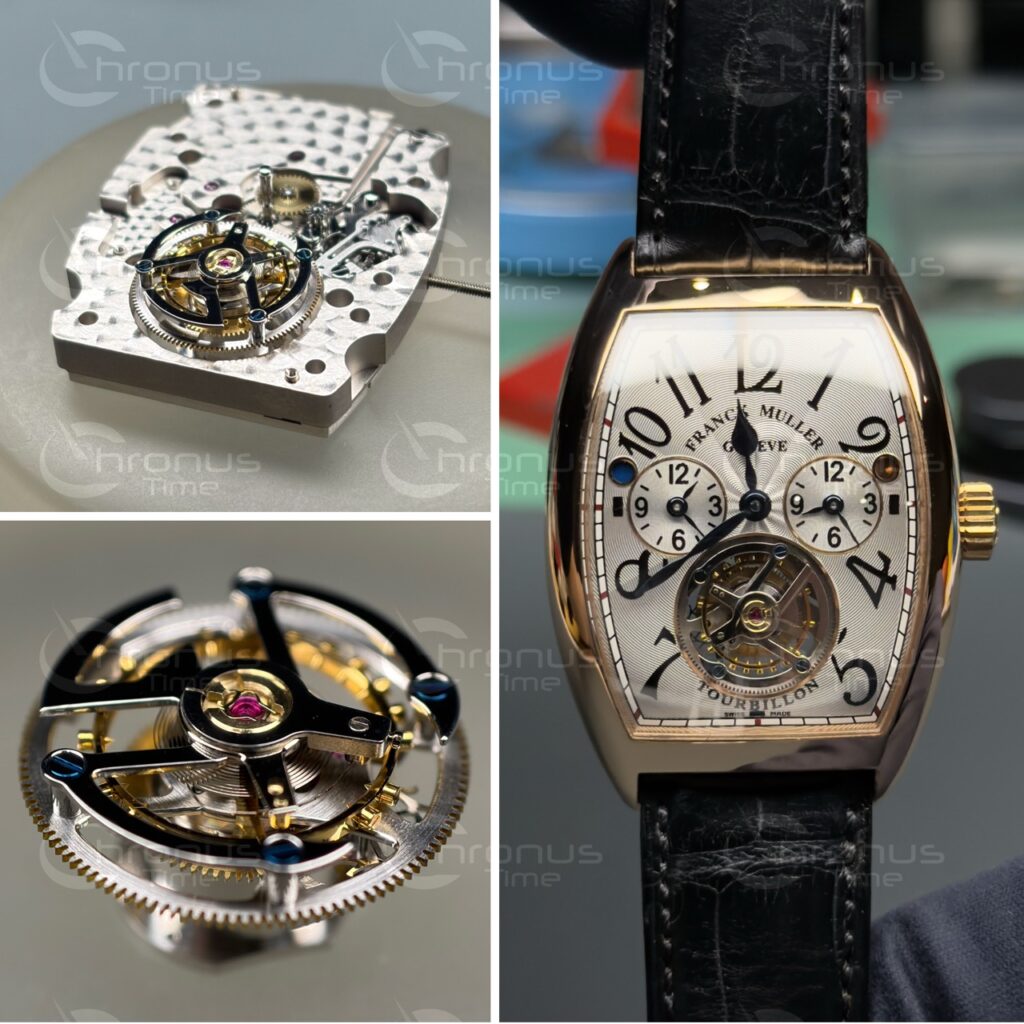 Ремонт годинників Franck Muller Master Banker Tourbillon з турбійоном Процес ремонту складного механізму Franck Muller Master Banker Tourbillon. Обслуговування годинників з турбійоном потребує високої кваліфікації годинникаря та професійного обладнання.
