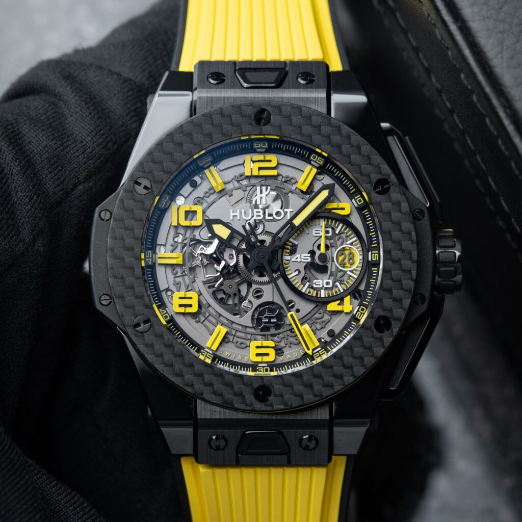 Hublot Big Bang Unico Ferrari Yellow Carbon — кераміка, титан і карбон Hublot Big Bang Unico Ferrari Yellow Carbon з корпусом із кераміки, титану та карбону
